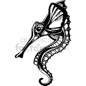Ornamental Seahorse for Tattoo and Vinyl Design