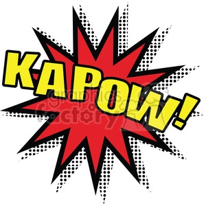 Comic book style explosion graphic with 'KAPOW!' text in bold yellow letters over a red starburst.