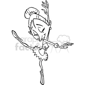 ballerina cartoon character in black and white