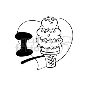 The clipart image features a three-scoop ice cream cone with sprinkles on top of the scoops, placing emphasis on the texture details. The ice cream sits beside a thumbtack that appears to be fastened to an unseen surface, suggesting an element of posting or pinning.