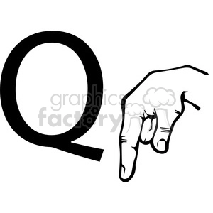 ASL sign language Q clipart illustration worksheet