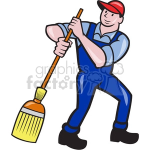 man sweeping broom frnt shape