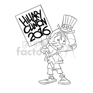 kid holding a hillary 2016 sign in black and white
