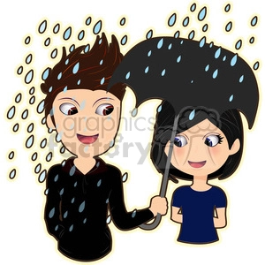 Umbrella Couple cartoon character vector image
