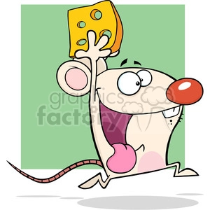 Funny Cartoon Mouse Holding Cheese
