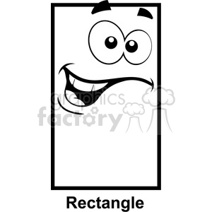 A lively and expressive clipart image of a rectangle with a smiling face and large, animated eyes. The word 'Rectangle' is written below.
