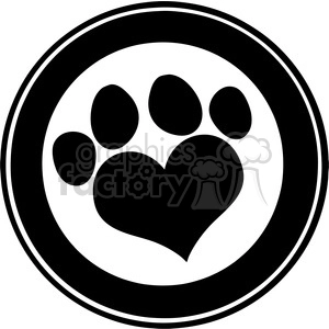 Paw Print with Heart - Animal Love Emblem