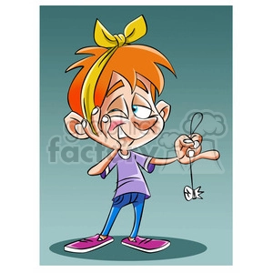 vector child pulling a tooth with a string