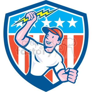 electrician lightning bolt standing usa flag crest
