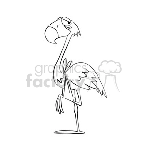 flamingo with broken leg black and white