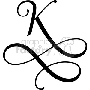 The clipart image shows a monogram letter "k". The letter is stylized with a decorative font