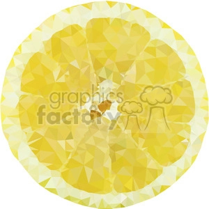A polygonal vector illustration of a lemon slice in yellow hues.