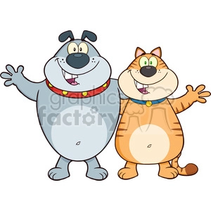 Happy Cartoon Dog and Cat