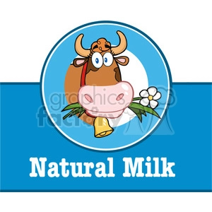 Royalty Free RF Clipart Illustration Cartoon Label With Cow And Text