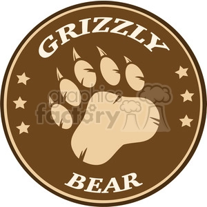 royalty free rf clipart illustration bear paw print brown circle label design vector illustration isolated on white background