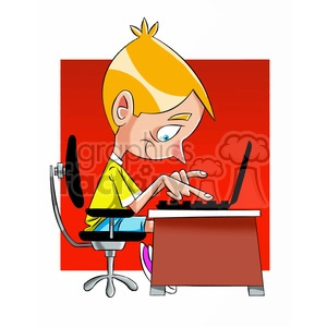 small boy playing on a computer cartoon