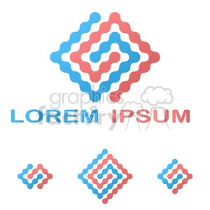Modern abstract vector logo design featuring a geometric pattern in blue and red colors with the text 'Lorem Ipsum'.
