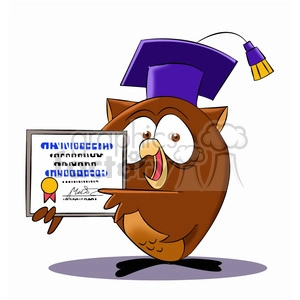 buho the cartoon owl holding diploma