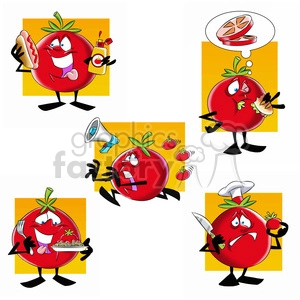 tom the cartoon tomato character clip art image set