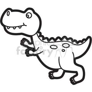 The clipart image depicts a cartoon-style black and white outline of a Tyrannosaurus Rex dinosaur, which appears to resemble a toy or stuffed animal.
