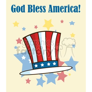 patriotic american top hat cartoon greeting card