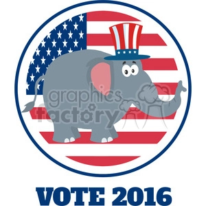 Patriotic Cartoon Elephant with Vote 2016 Message
