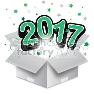 green 2017 new year exploding from a box vector art