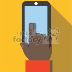 african american hand holding device flat design vector art
