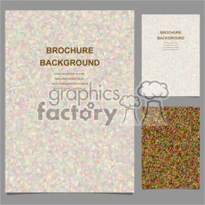 Gradient polygonal brochure backgrounds set. The image showcases three variations of abstract polygonal patterns, including light pastel and vibrant colors. The patterns are suitable for brochure, flyer, or any graphic design projects.