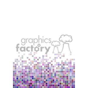 Abstract clipart image featuring a gradient mosaic of small squares in various shades of purple, creating a dynamic pixelated pattern that gradually disperses towards the top.