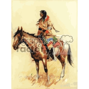 frederic remington vector art breed horse and indian vector art GF