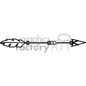 A black and white clipart image of an arrow with a feathered fletching and a sharp arrowhead.