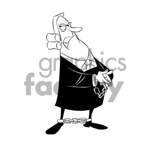 black and white cartoon supreme court justice with hands cuffed