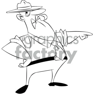 black and white cartoon sergeant character