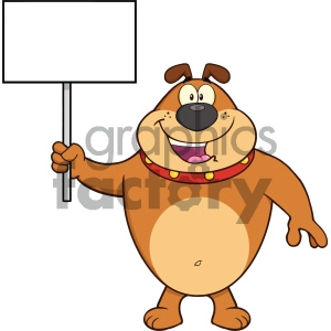 Cartoon Dog Holding Blank Sign