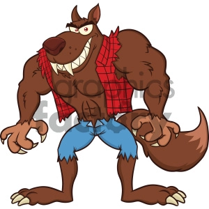 Clipart Illustration Angry Werewolf Cartoon Mascot Character Vector Illustration Isolated On White Background