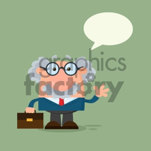 Professor Or Scientist Cartoon Character Waving With Speech Bubble Vector Illustration Flat Design With Background