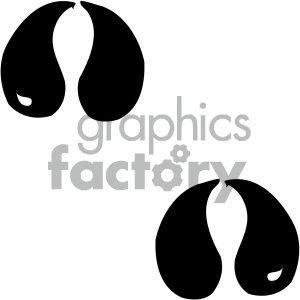 The image displays a black and white clipart of two animal paw prints, each consisting of four toe pads and a larger heel pad.