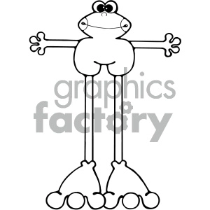 Cartoon Frog with Stretched Limbs and Big Feet