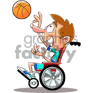 Cartoon disabled basketball player