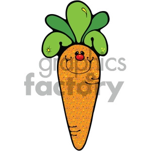 Smiling Carrot with Green Leaves