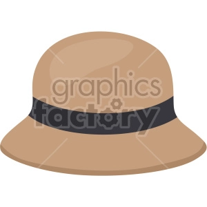 Clipart image of a brown bucket hat with a black band.