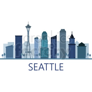 seattle skyline vector design with label