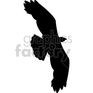 A silhouette of a bird in flight.