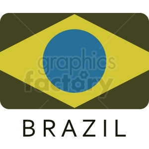 The image features a stylized representation of the flag of Brazil, with a green background, a yellow rhombus in the center, and a blue circle within the rhombus. Below the flag graphic is the word BRAZIL in bold, black letters.