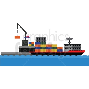 cargo ship port vector clipart