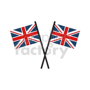 crossed Great Britain flags vector clipart 01
