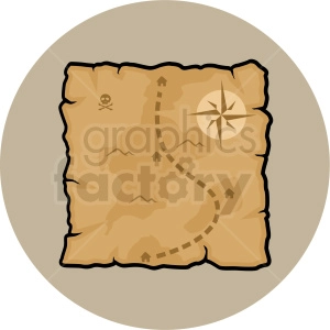 treasure map vector clipart on brown background