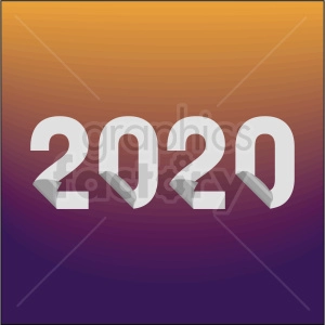 2020 new year clipart with gradient background