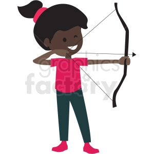 cartoon African American girl doing archery